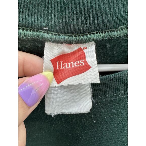 Hanes Sweatshirt Size Unknown Solid Green Fleece Long Sleeve Pullover Crewneck - Picture 3 of 9
